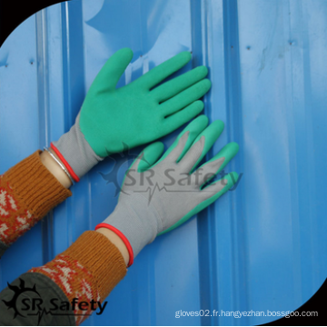 SRSAFETY prix bon marché / 13G Doublure tricotée gants de latex crinkle vert / gants à main